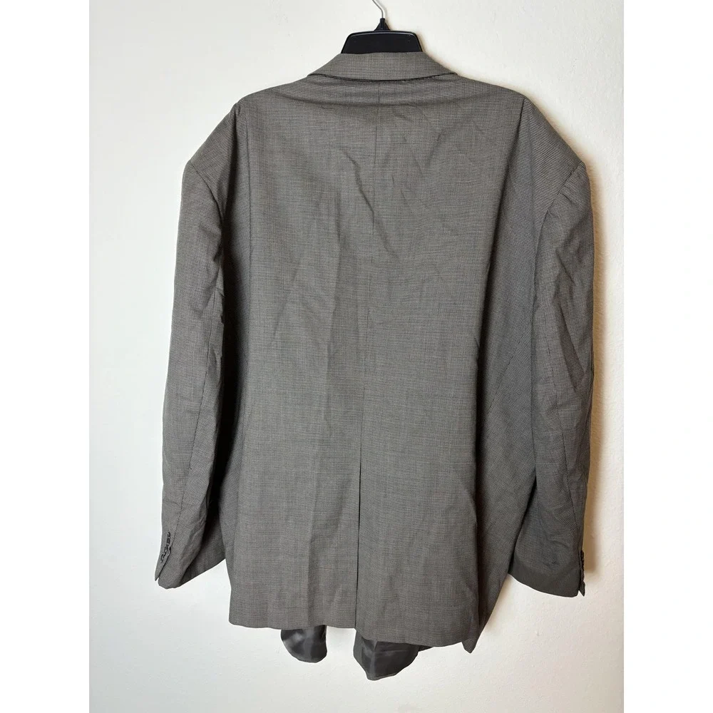 Hardy Amies Blazer Mens 60R Gray Wool Checkered Sport Coat Jacket Classic Formal